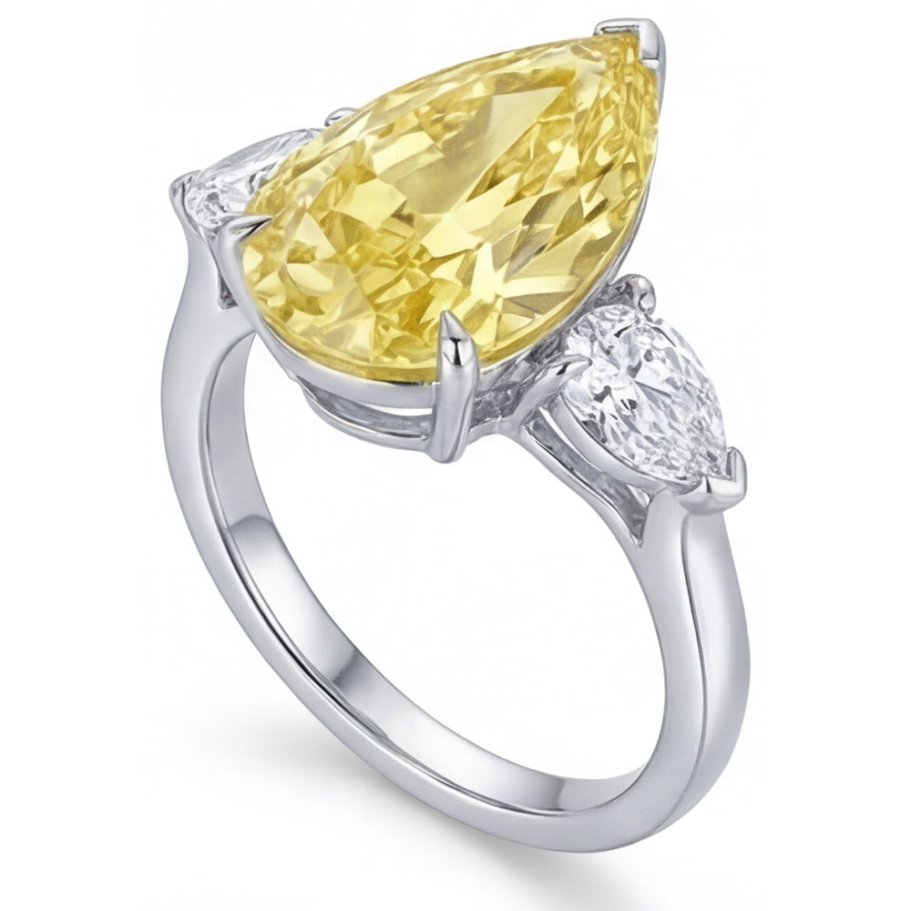 Kunstvoller Kanariengelber Diamant Ring 3,25 Karat – Draufsicht