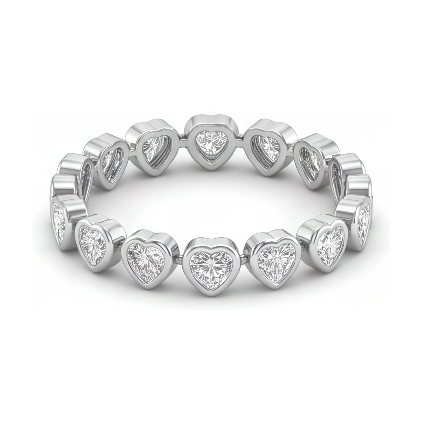 Im Labor gezüchtetes Diamant-Tennisarmband, 7 Karat, Herz-Lünette, 14 Karat Weißgold, 7 Zoll