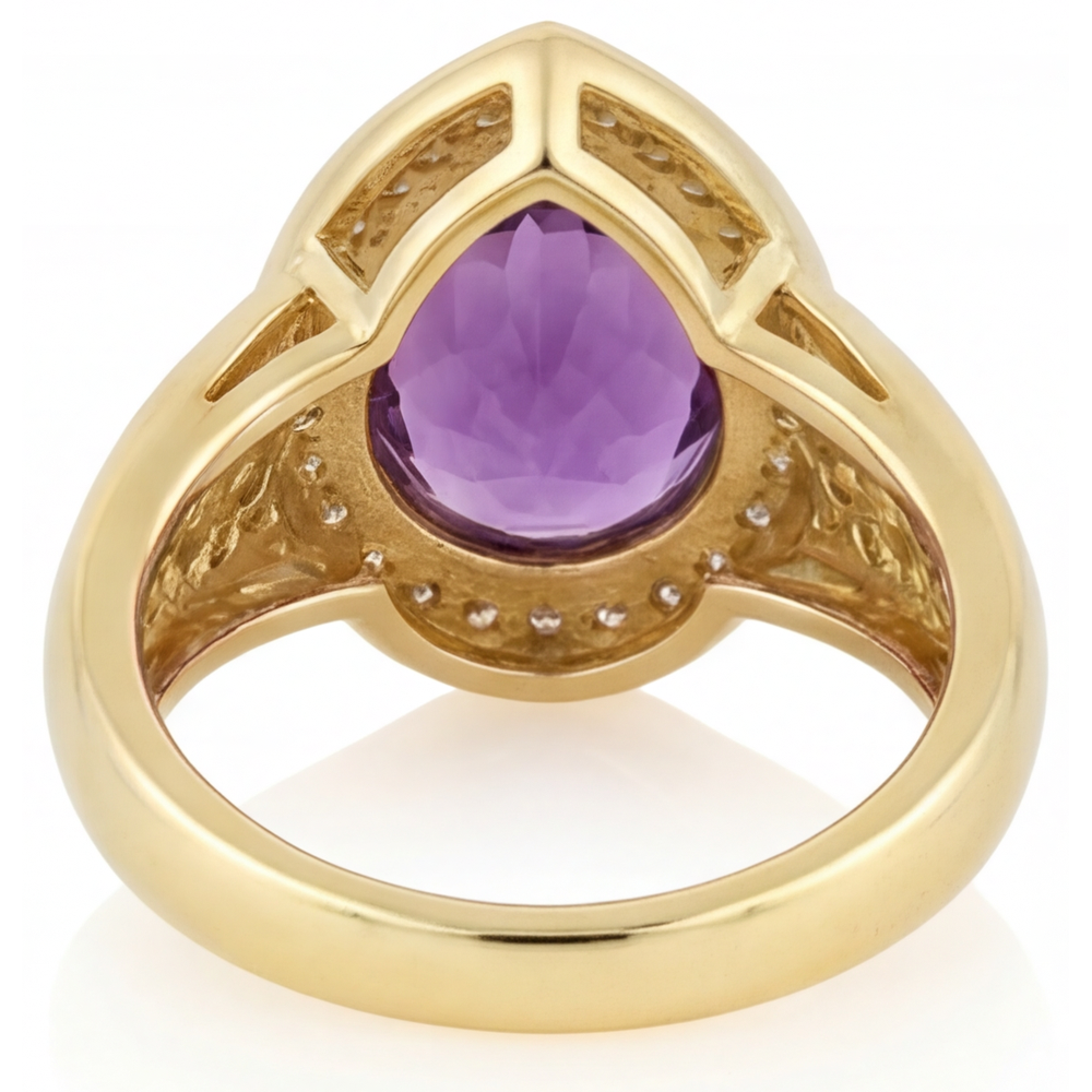 Natürlicher Lila Amethyst Schmuckstein-Ring 6,50 Karat 14K Gelbgold – Draufsicht