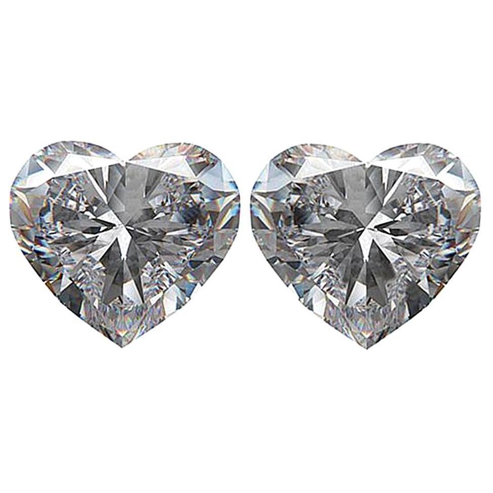 Paar lose Diamanten im Herzschliff, 2 Karat, G, SI1, Diamant im Herzschliff