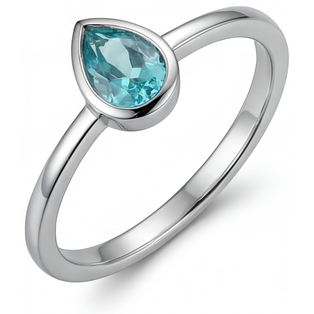 Birnen-Schliff Neon Paraiba Ring in 14K Weißgold – Hauptansicht