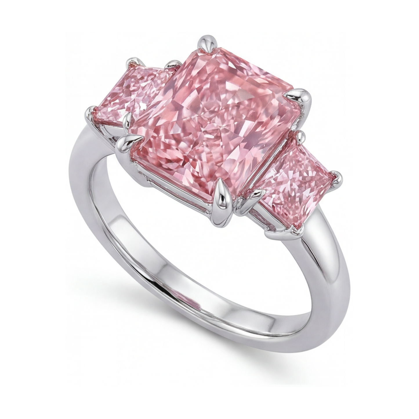 Jubiläumsring mit rosa Diamant, 4,9 Karat, Radiantschliff