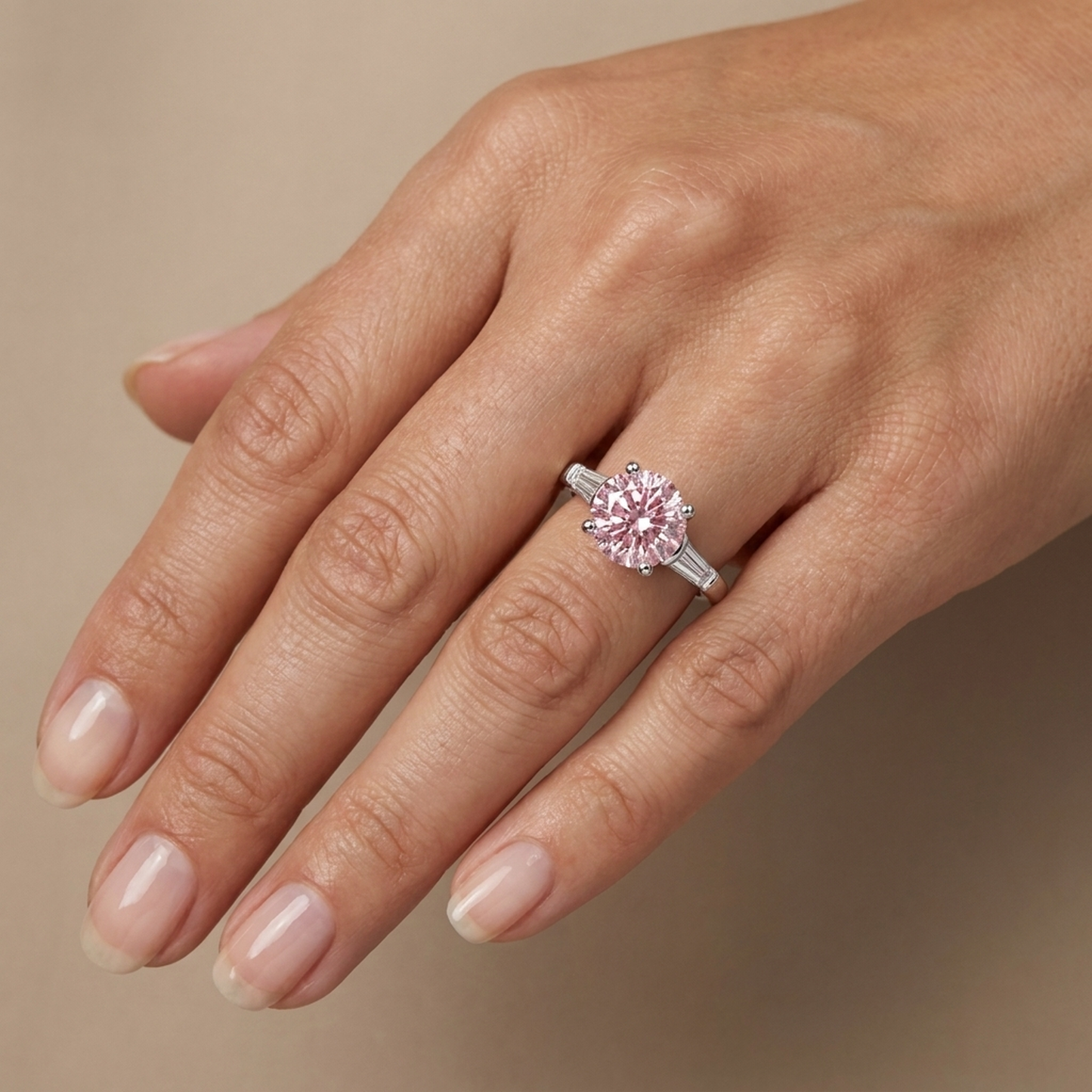 Verlobungsring mit rosa Diamant 3,1 Karat Rund