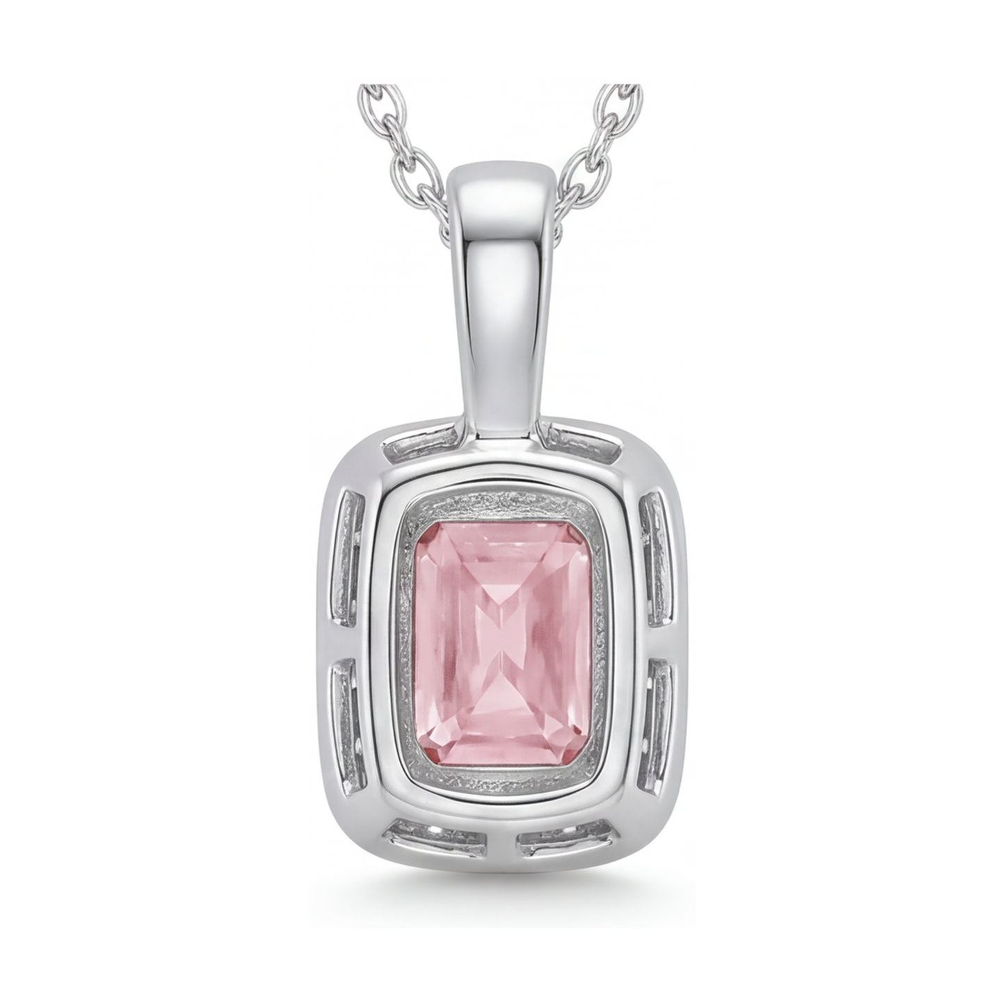Halskette mit rosa Diamant, 1,22 Karat, Radiant-Schliff