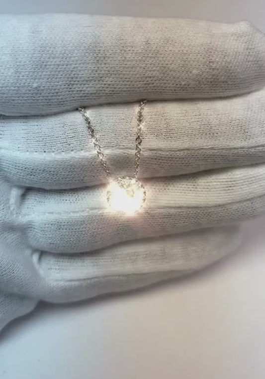 Runde Halo-Diamant-Anhänger-Halskette aus 1,65 Karat echtem 14 Karat Weißgold
