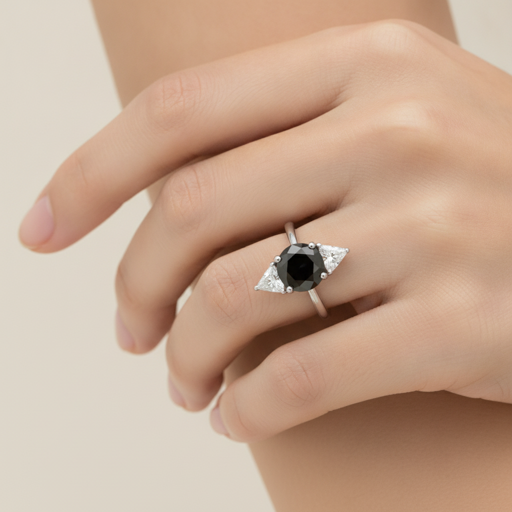 Black Friday Verlobungsring Angebote 3,6 Karat Echter Runder Diamant Trilliant Drei Steine 14 Karat Weißgold
