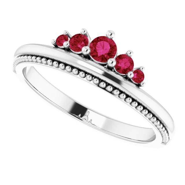 1 karat fünf-steine-ring rubin weißgold 14k