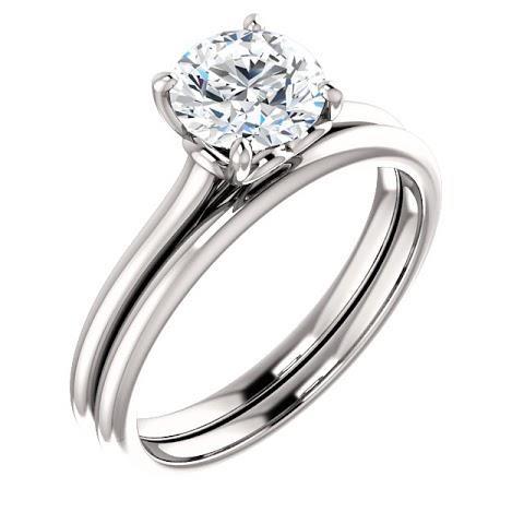 1 karat runder diamant-solitär-verlobungsring 14k weißgold