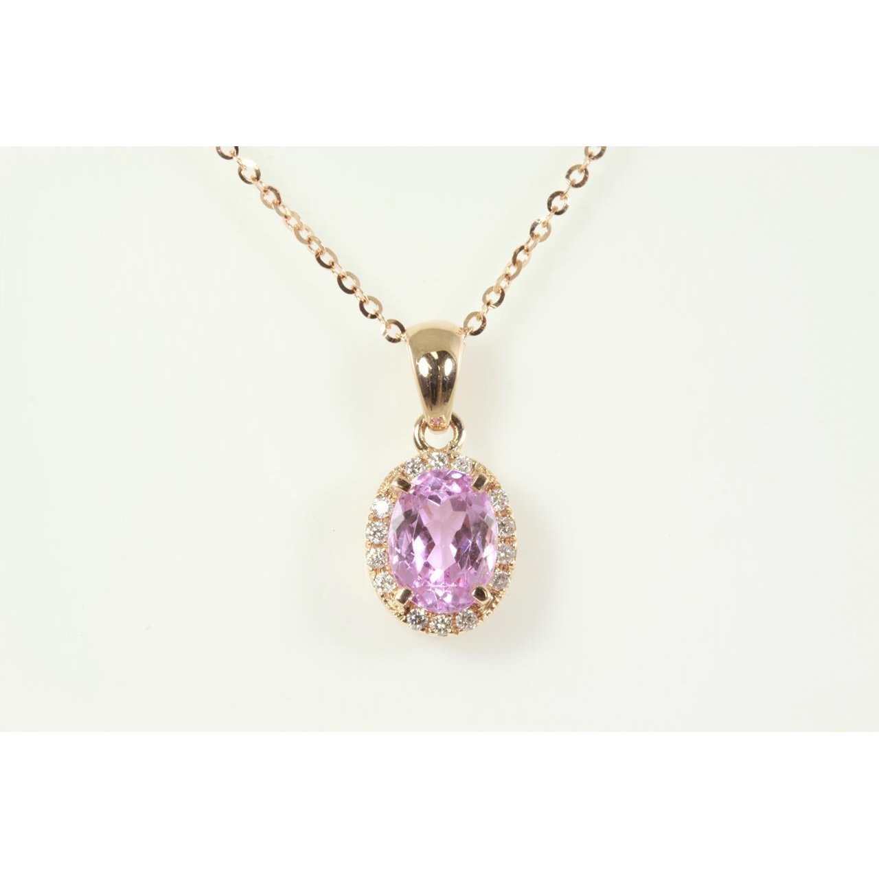 10 karat pink oval kunzit mit diamant anhänger damen schmuck