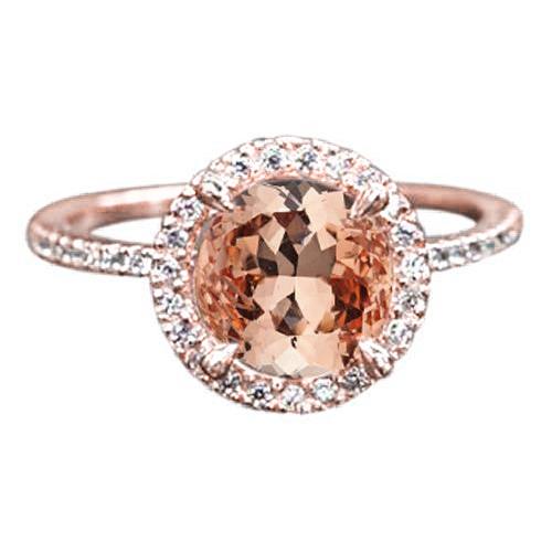 10.10 kt morganit halo diamantring roségold 14k