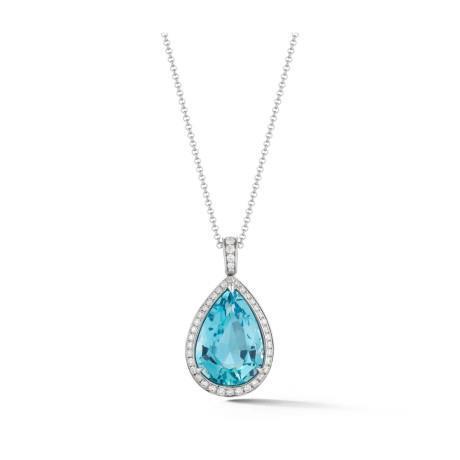 11,75 ct birne aquamarin mit runden diamanten anhänger 14k weißgold