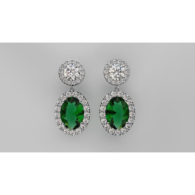 11.50 karat ovaler turmalin diamant dangle damen ohrring gold 14k
