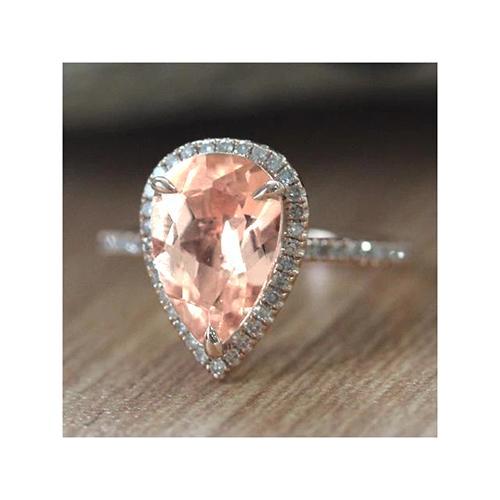 12.50 ct birnen-morganit mit diamanten ehering 14k weißgold