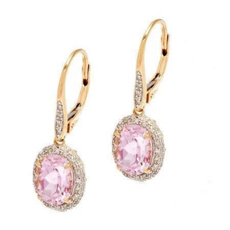14k gelbgold rosa kunzit mit diamanten 14 kt ohrringe baumeln
