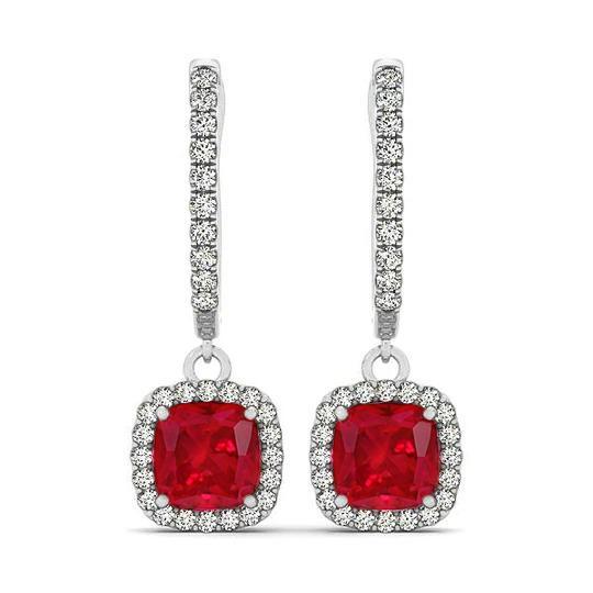 14k weißgold 6,60 ct rubin und diamanten ohrringe baumeln