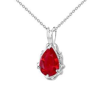 14k weißgold birnenschliff 5 karat solitaire roter rubin anhänger halskette