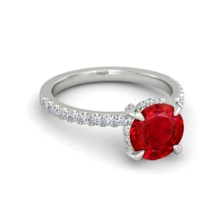 14k weißgold rubin und diamanten 3,80 karat verlobungsring