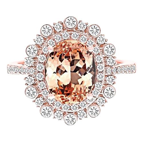 15.50 ct morganit mit diamanten ring roségold 14k