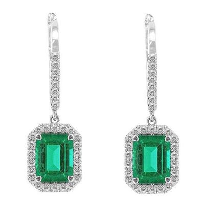 15.50 ct. smaragdförmiger grüner smaragd-diamant-ohrring wg 14k