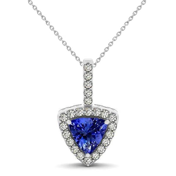 17 kt blaue tansanit und diamanten anhänger halskette weißgold 14k