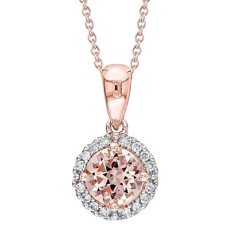 17,25 ct morganit im rundschliff mit diamanten anhänger roségold 14k