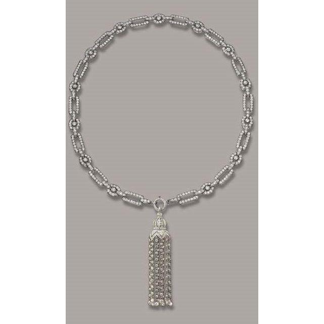 19 karat kleine diamant-kronleuchter-halskette im rundschliff vvs1