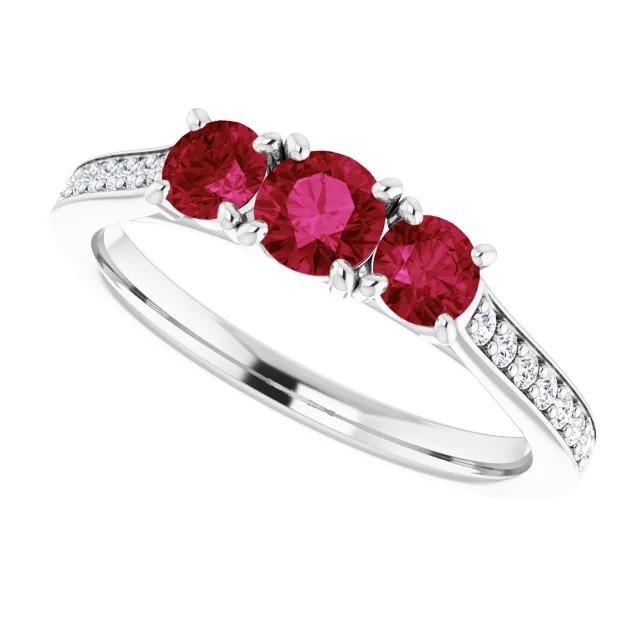 1.10 karat burma rubin diamant akzent ring 14k weißgold neu