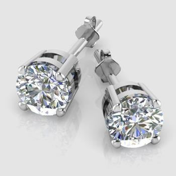 1.5 Karat runder Aus der Erde Abgebauter Natürlicher Diamant-Ohrstecker