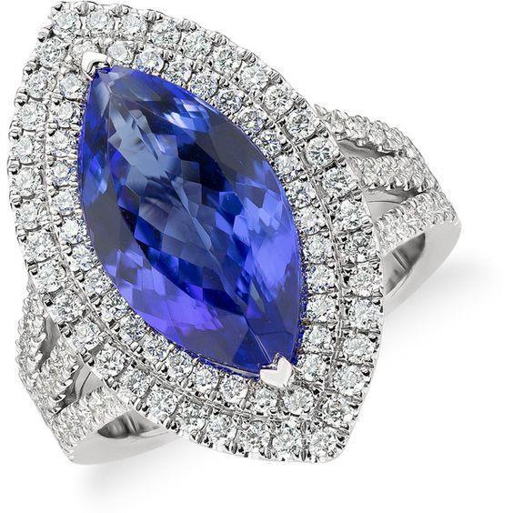 21,25 ct Solitär mit Akzent Tansanit mit Diamanten Ring Gold 14K - harrychadent.de