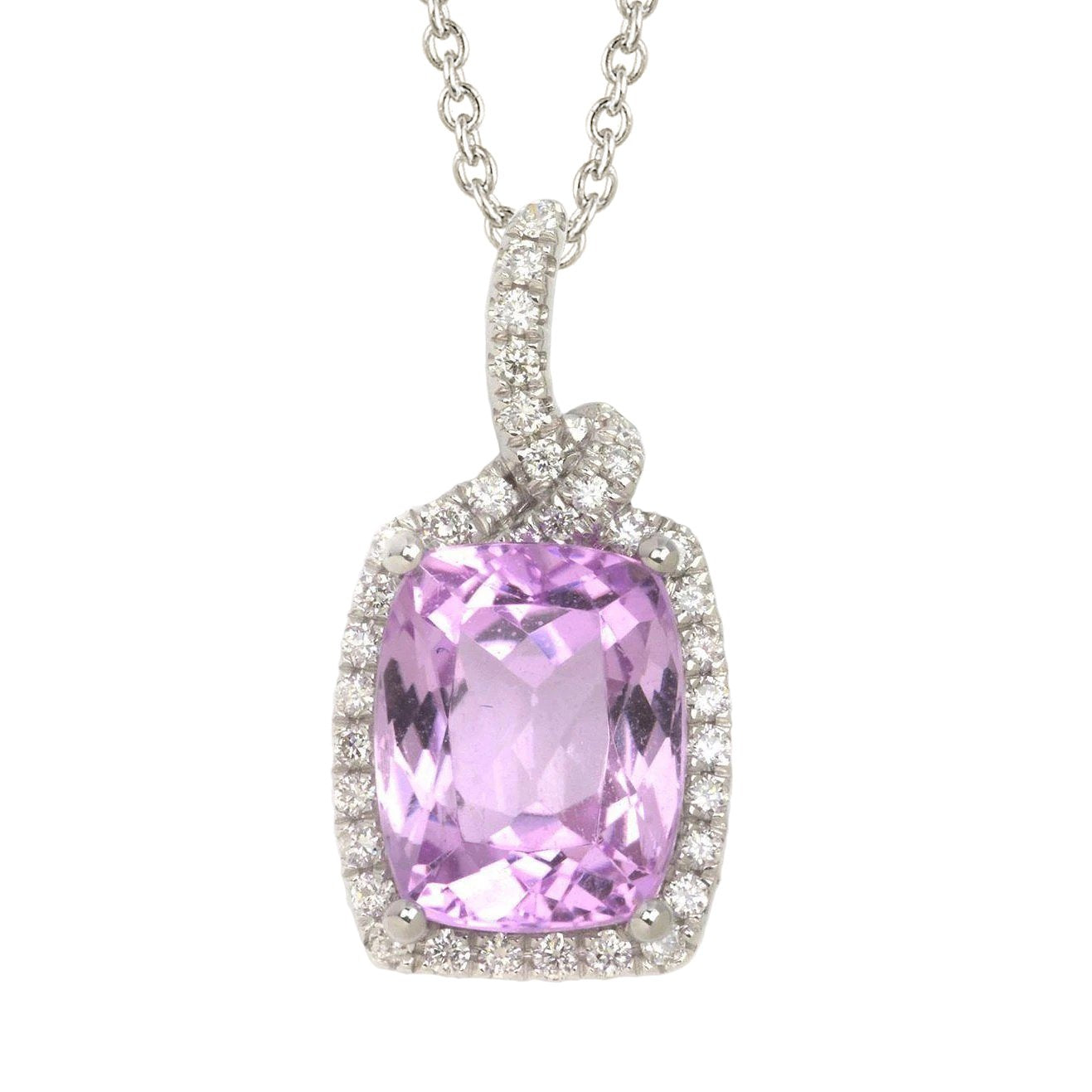 22 Kt. Natürlicher Kunzit-Diamant-Halsketten-Anhänger Weißgold 14K - harrychadent.de