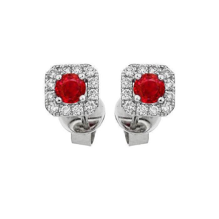 2,40 ct roter rubin und diamant halo ohrstecker weißgold 14k