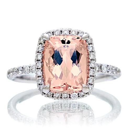 25,25 Karat Morganit und Diamanten Ehering Gold Weiß 14K - harrychadent.de