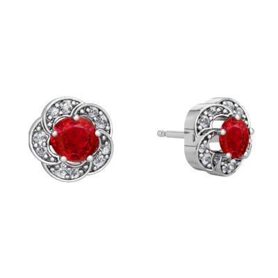 2,60 karat runde rubin und diamant ohrstecker gold weiß 14k