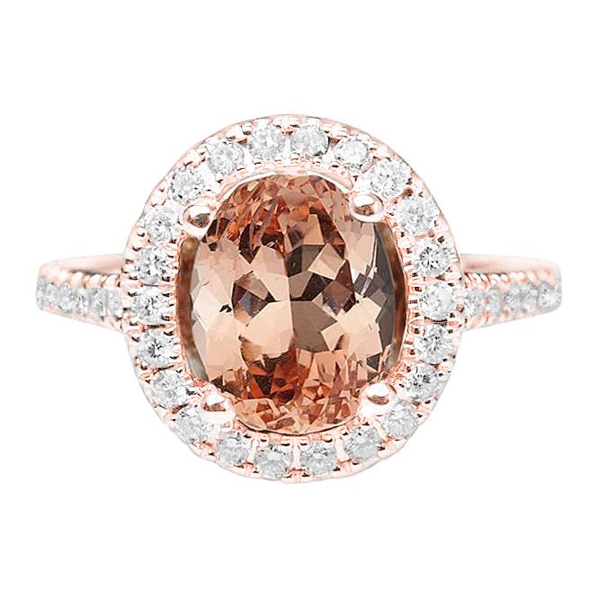 26,50 Kt Ovaler Morganit Und Diamanten Ring Roségold 14K - harrychadent.de