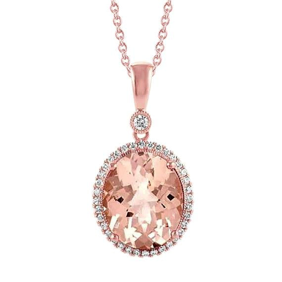 27.50 Karat Brillanter Morganit mit Aus der Erde Abgebauter Natürlicher Diamantanhänger Roségold 14K