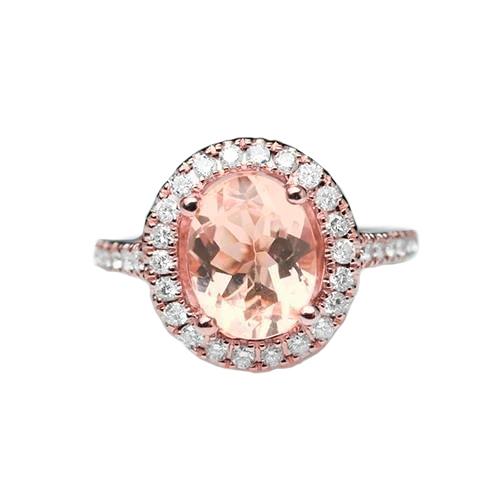 27.50 ct Solitär mit Akzent Morganit mit Diamanten Ring Gold 14K - harrychadent.de