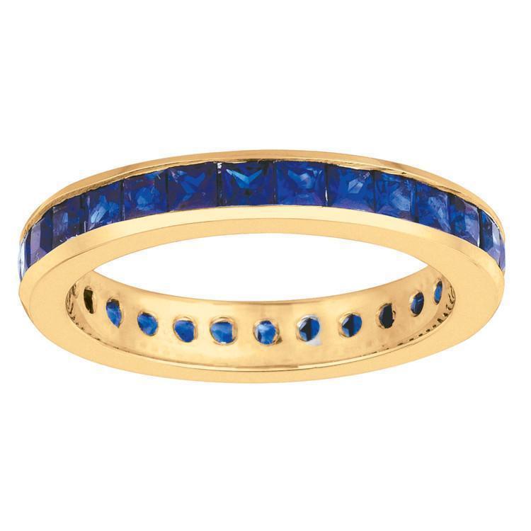 2,80 karat prinzessin blue sapphire eternity band solid gold 14k
