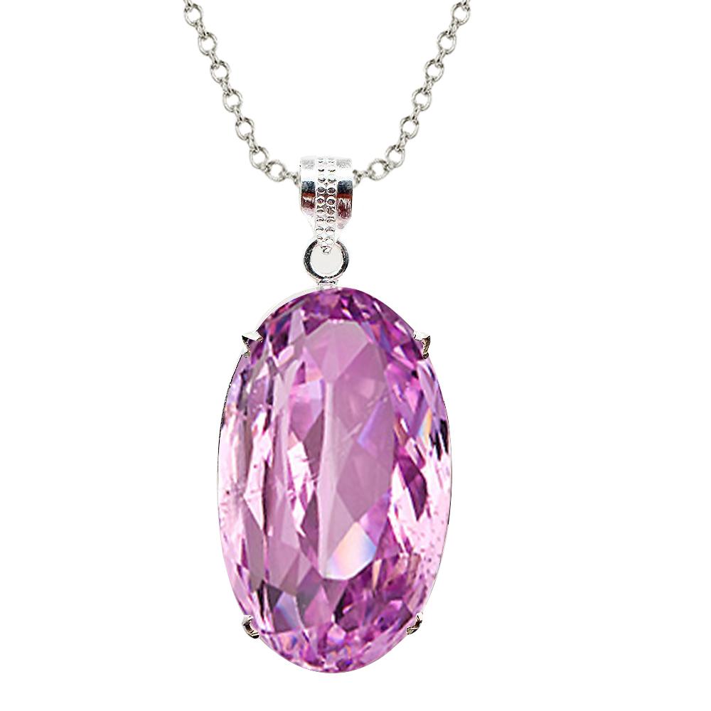 29 Kt Oval Cut Pink Kunzit Solitaire Halskette Anhänger Weißgold - harrychadent.de