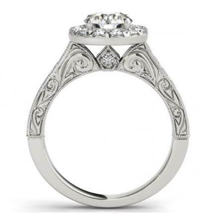 2.00 karat runder antikstil halo diamanten ring weißgold 14k