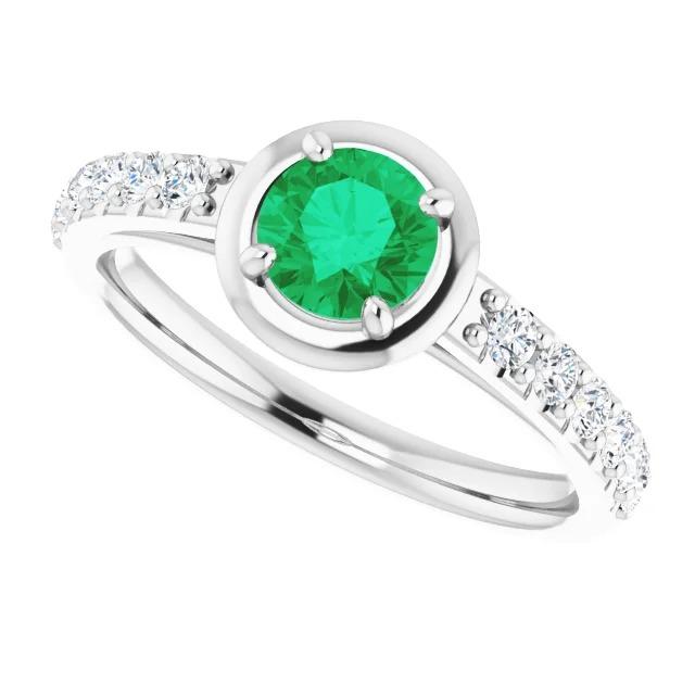 2.25 karat grüner smaragd-diamant-ring weißgold 14k