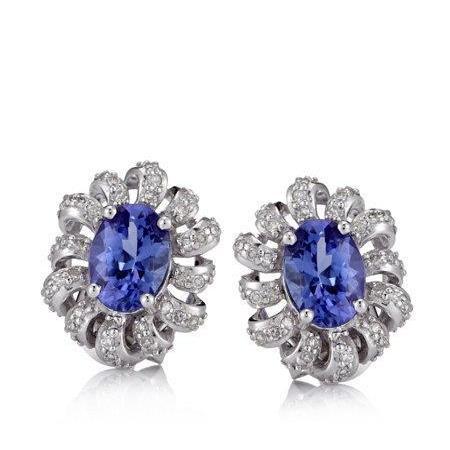 3 Karat Tansanit und Diamanten Lady Ohrstecker Ohrringe Goldschmuck - harrychadent.de