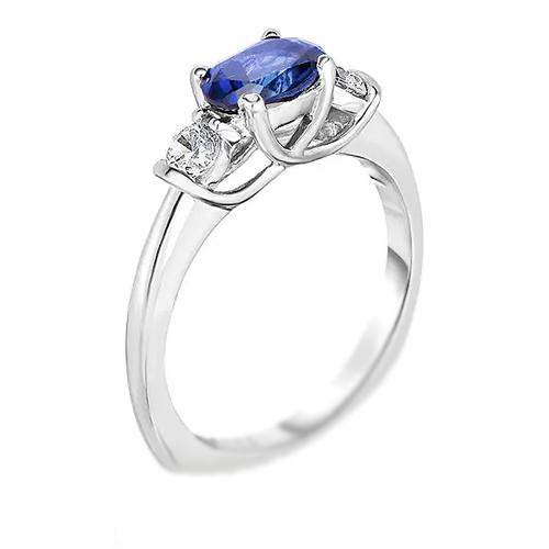 3 Stein Diamant & blauer Saphir Ring 2,25 Karat Gold U Krappenfassung - harrychadent.de