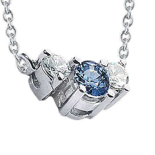 3 Stein-Edelstein-Anhänger 1,45 ct. Blaue Aus der Erde Abgebauter Natürlicher Diamanten 14K Weißgold