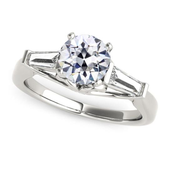 3 Steine Baguette & Runder alter Bergmann Diamantring 2.50 Karat - harrychadent.de