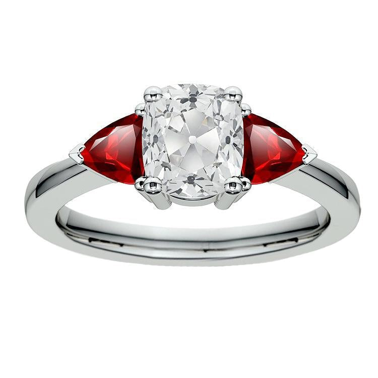3 Steine Ringkissen alter Bergmann Diamant Trillion Rubine 5,25 Karat - harrychadent.de
