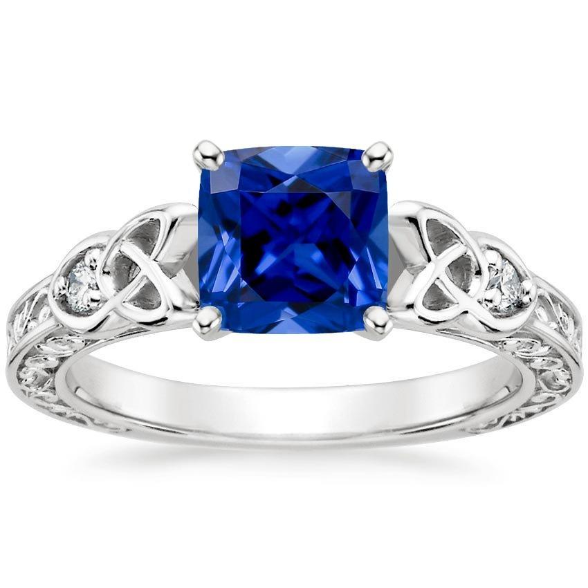 3 Steine Vintage Style Blauer Saphir Ring Runde Diamanten 2,50 Karat - harrychadent.de