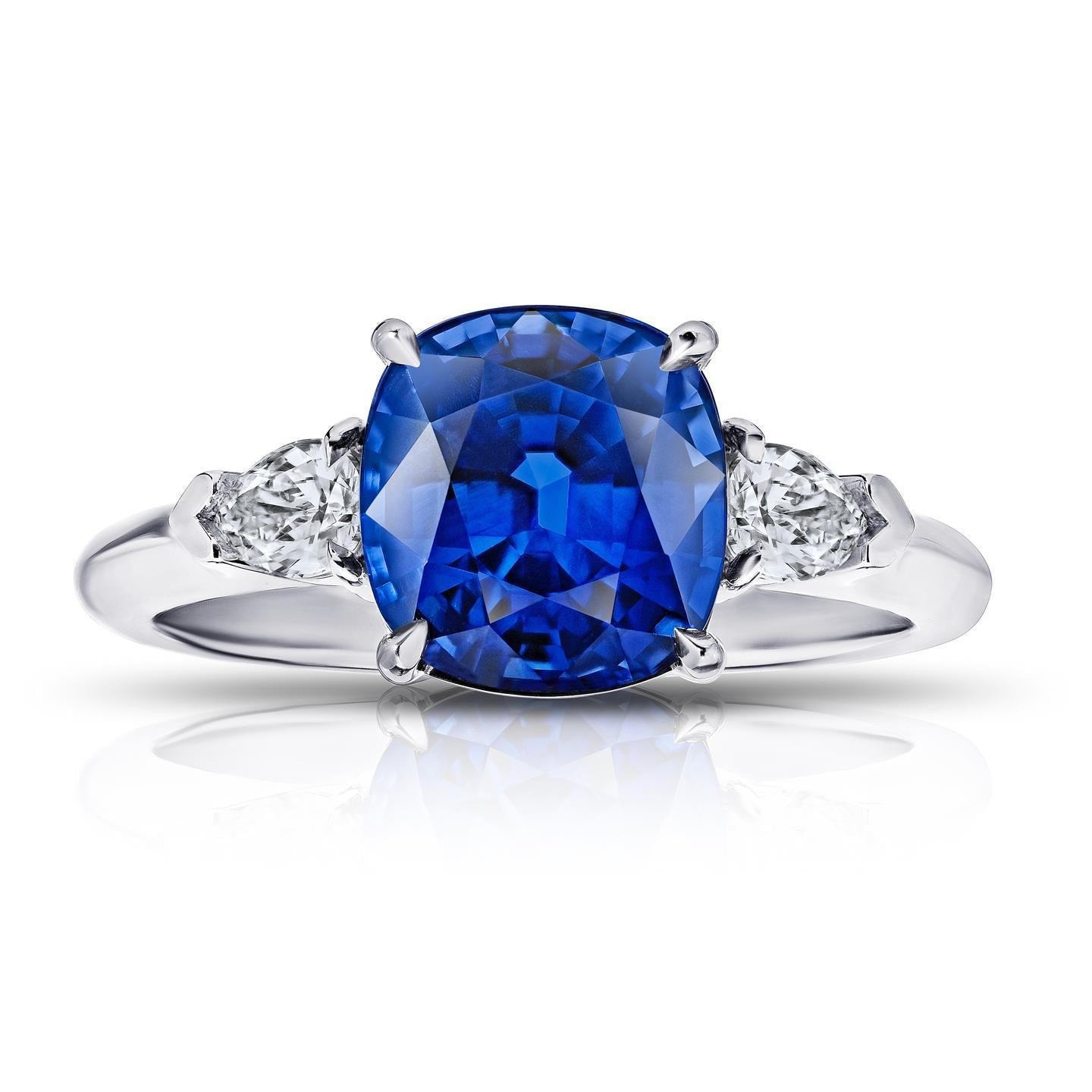 3 Steine srilankischer Saphir Diamant 3,25 Karat Ring Weißgold 14K - harrychadent.de