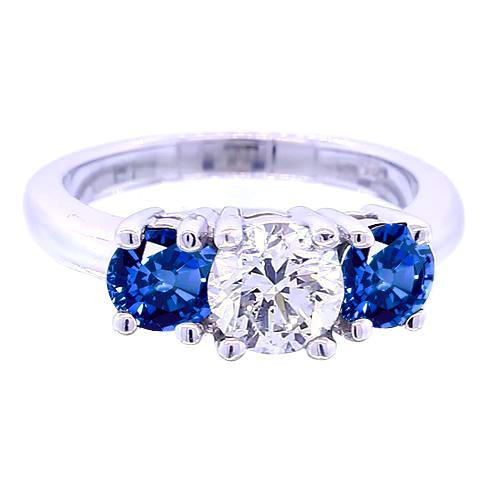 3 Steinrunder Diamantring Blauer Saphir Schmuck 2,50 Karat - harrychadent.de
