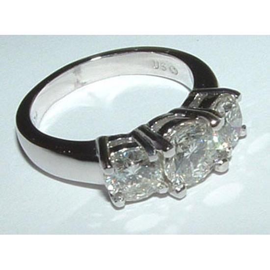 3,01 Karat Ideal Cut Echter Drei-Stein-Aus der Erde Abgebauter Natürlicher Diamant-Verlobungsring