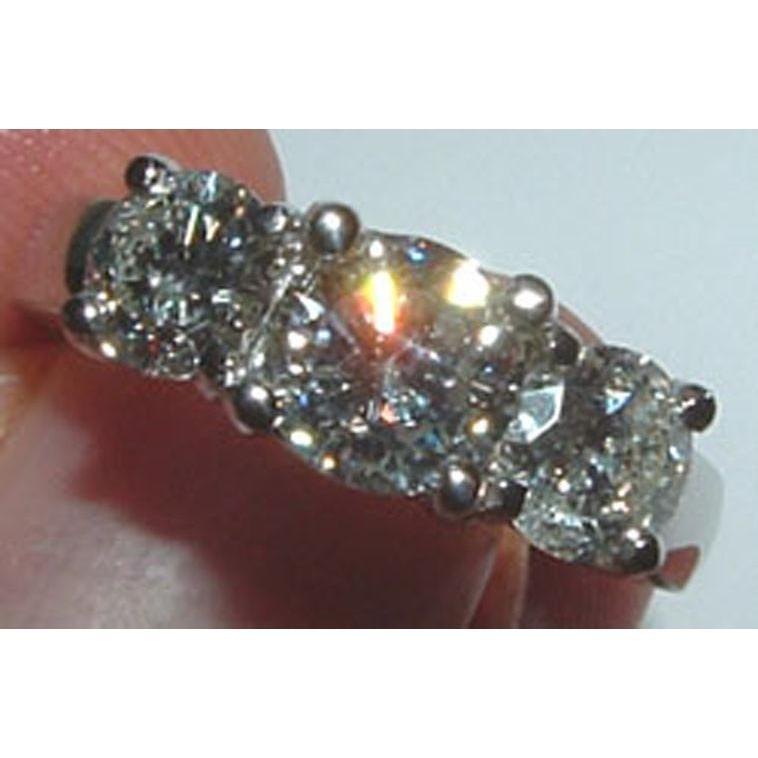 3,01 Karat Ideal Cut Echter Drei-Stein-Aus der Erde Abgebauter Natürlicher Diamant-Verlobungsring